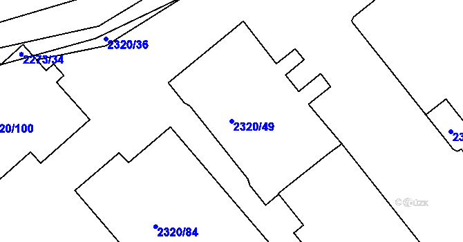 Parcela st. 2320/49 v KÚ Lipence, Katastrální mapa