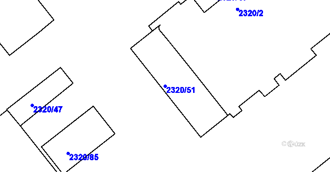 Parcela st. 2320/51 v KÚ Lipence, Katastrální mapa