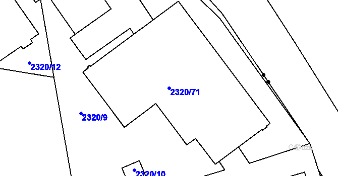 Parcela st. 2320/71 v KÚ Lipence, Katastrální mapa
