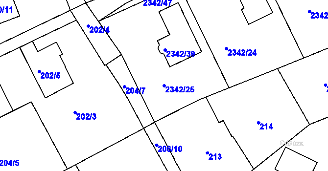 Parcela st. 2342/25 v KÚ Lipence, Katastrální mapa