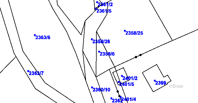 Parcela st. 2358/6 v KÚ Lipence, Katastrální mapa