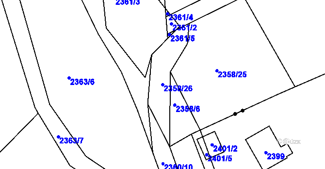 Parcela st. 2358/26 v KÚ Lipence, Katastrální mapa