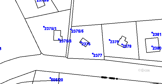 Parcela st. 2376 v KÚ Lipence, Katastrální mapa