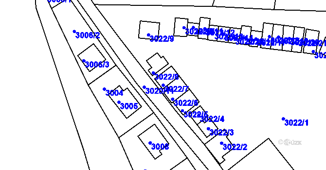 Parcela st. 3022/7 v KÚ Lipence, Katastrální mapa