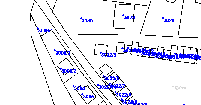 Parcela st. 3022/9 v KÚ Lipence, Katastrální mapa