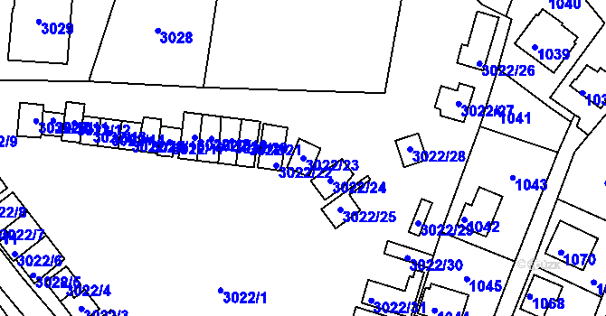 Parcela st. 3022/23 v KÚ Lipence, Katastrální mapa
