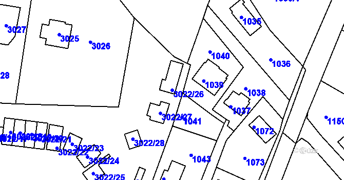 Parcela st. 3022/26 v KÚ Lipence, Katastrální mapa