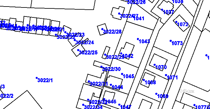 Parcela st. 3022/29 v KÚ Lipence, Katastrální mapa