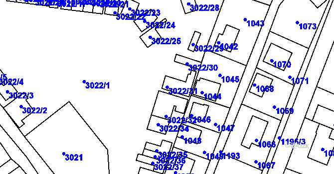 Parcela st. 3022/31 v KÚ Lipence, Katastrální mapa