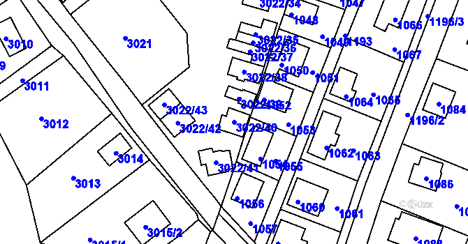 Parcela st. 3022/40 v KÚ Lipence, Katastrální mapa