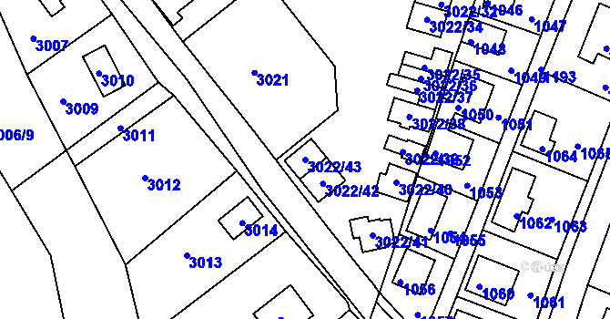 Parcela st. 3022/43 v KÚ Lipence, Katastrální mapa