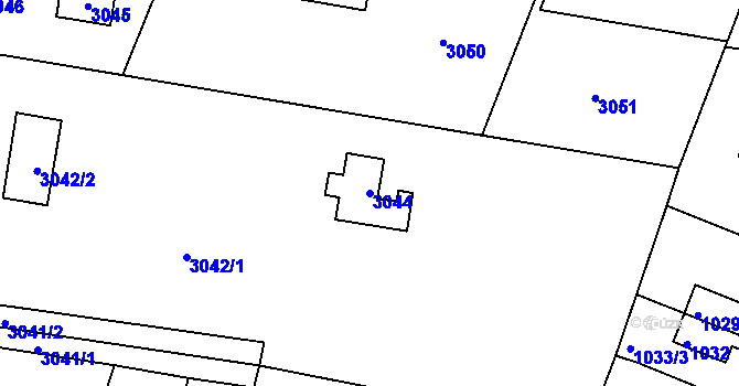 Parcela st. 3044 v KÚ Lipence, Katastrální mapa