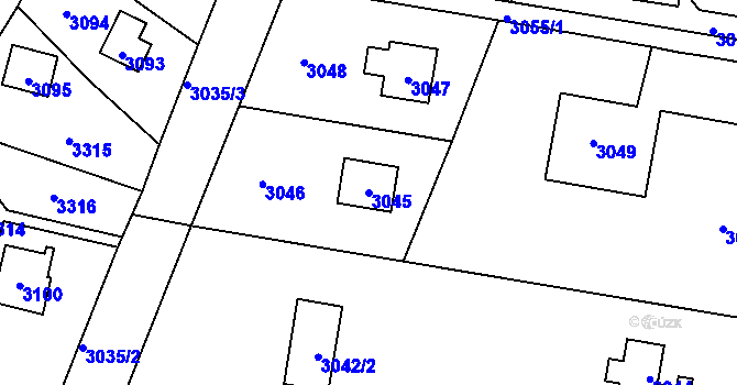 Parcela st. 3045 v KÚ Lipence, Katastrální mapa