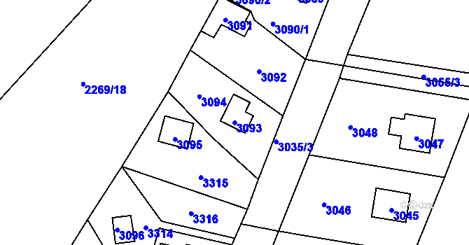 Parcela st. 3093 v KÚ Lipence, Katastrální mapa