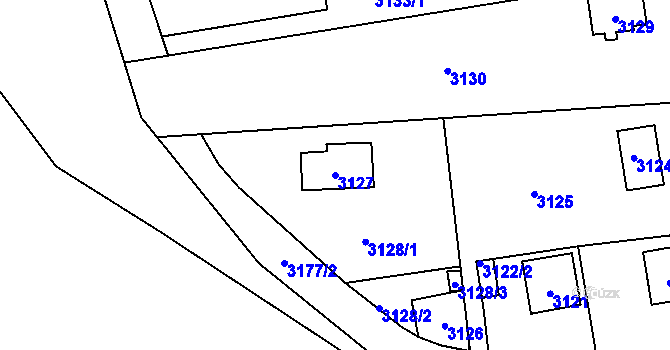 Parcela st. 3127 v KÚ Lipence, Katastrální mapa
