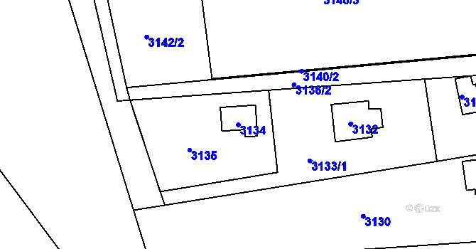 Parcela st. 3134 v KÚ Lipence, Katastrální mapa