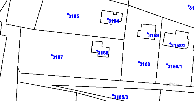 Parcela st. 3186 v KÚ Lipence, Katastrální mapa