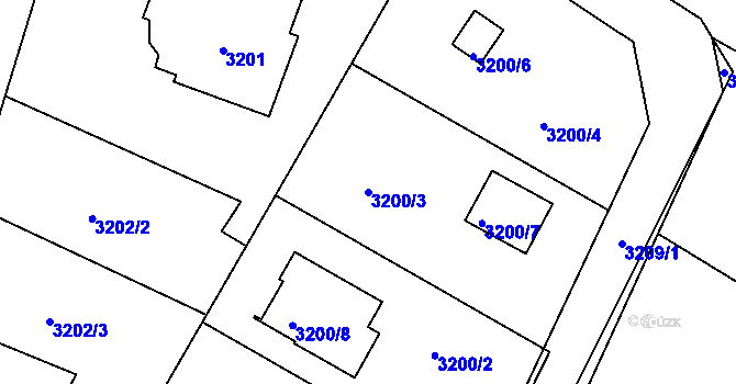 Parcela st. 3200/3 v KÚ Lipence, Katastrální mapa