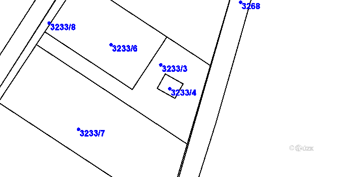 Parcela st. 3233/4 v KÚ Lipence, Katastrální mapa