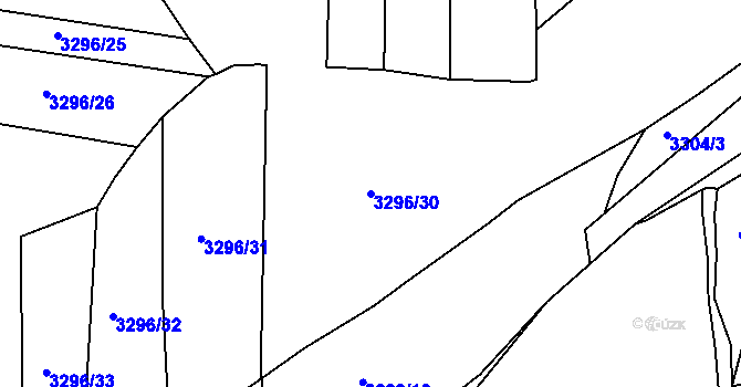 Parcela st. 3296/30 v KÚ Lipence, Katastrální mapa