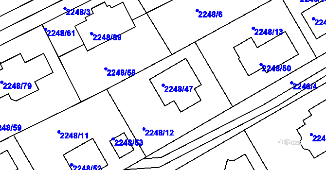 Parcela st. 2248/47 v KÚ Lipence, Katastrální mapa