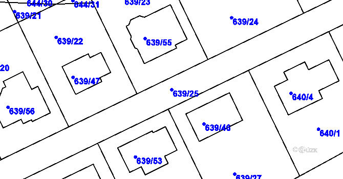 Parcela st. 639/25 v KÚ Lipence, Katastrální mapa