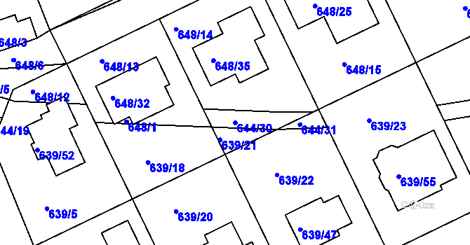 Parcela st. 644/30 v KÚ Lipence, Katastrální mapa