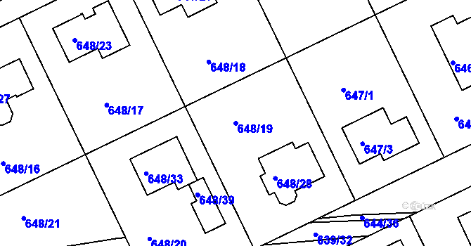 Parcela st. 648/19 v KÚ Lipence, Katastrální mapa