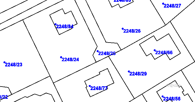 Parcela st. 2248/25 v KÚ Lipence, Katastrální mapa