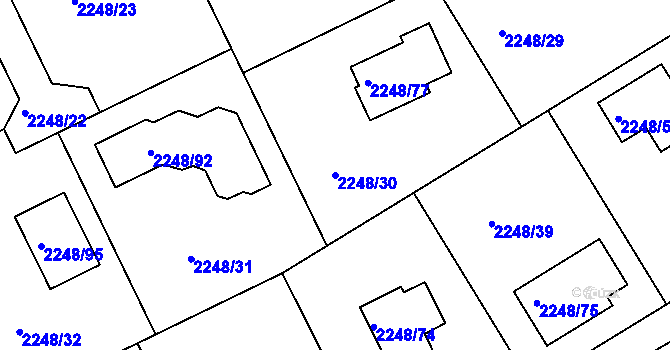 Parcela st. 2248/30 v KÚ Lipence, Katastrální mapa