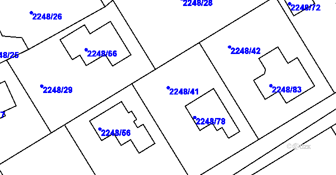 Parcela st. 2248/41 v KÚ Lipence, Katastrální mapa