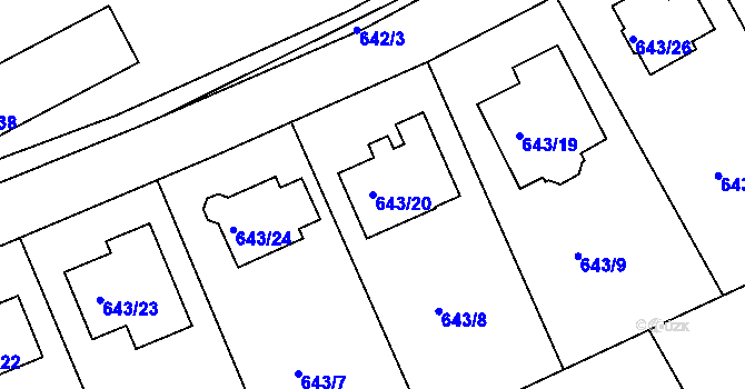 Parcela st. 643/20 v KÚ Lipence, Katastrální mapa