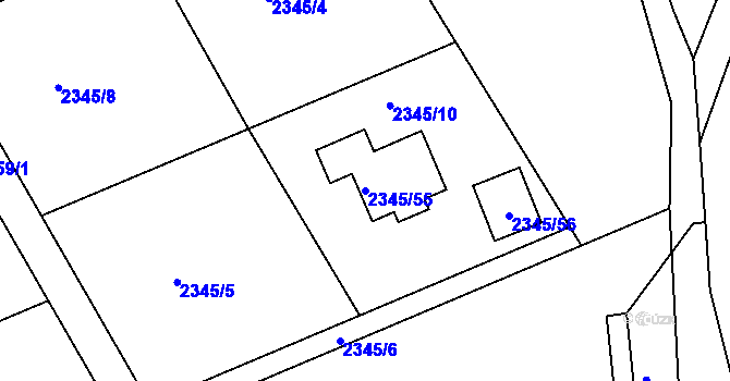 Parcela st. 2345/55 v KÚ Lipence, Katastrální mapa