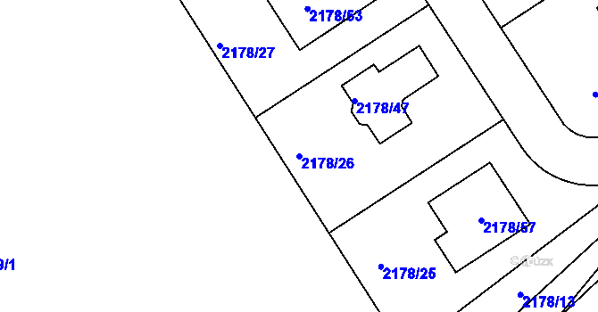 Parcela st. 2178/26 v KÚ Lipence, Katastrální mapa