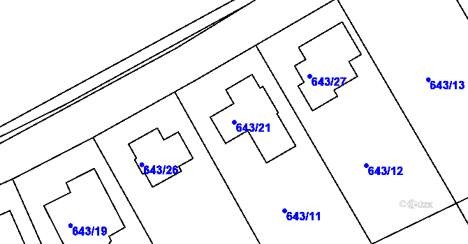 Parcela st. 643/21 v KÚ Lipence, Katastrální mapa