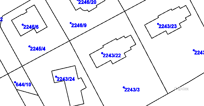 Parcela st. 2243/22 v KÚ Lipence, Katastrální mapa