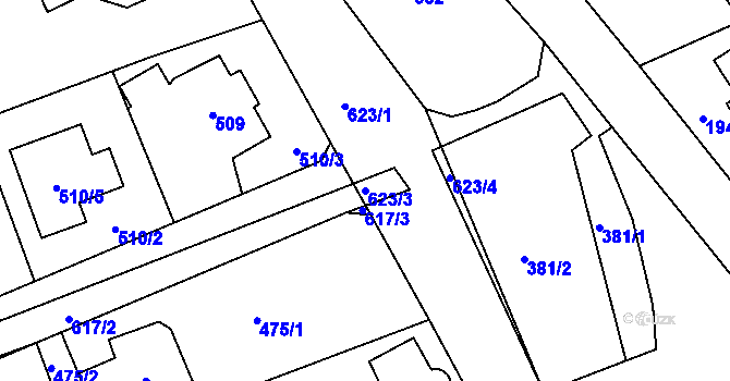 Parcela st. 623/3 v KÚ Lipence, Katastrální mapa