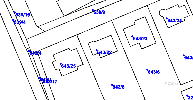 Parcela st. 643/22 v KÚ Lipence, Katastrální mapa