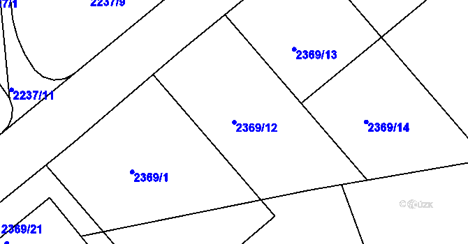 Parcela st. 2369/12 v KÚ Lipence, Katastrální mapa
