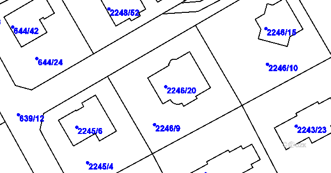 Parcela st. 2246/20 v KÚ Lipence, Katastrální mapa