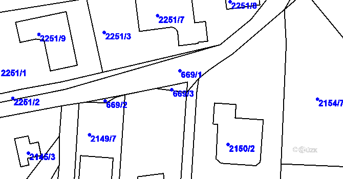 Parcela st. 669/3 v KÚ Lipence, Katastrální mapa