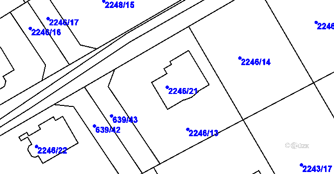 Parcela st. 2246/21 v KÚ Lipence, Katastrální mapa