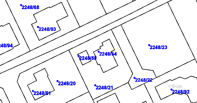 Parcela st. 2248/54 v KÚ Lipence, Katastrální mapa