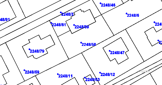 Parcela st. 2248/58 v KÚ Lipence, Katastrální mapa