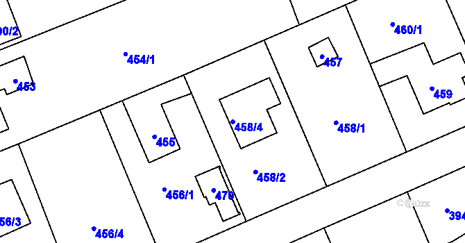Parcela st. 458/4 v KÚ Lipence, Katastrální mapa