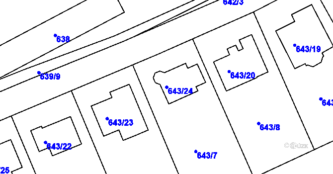 Parcela st. 643/24 v KÚ Lipence, Katastrální mapa