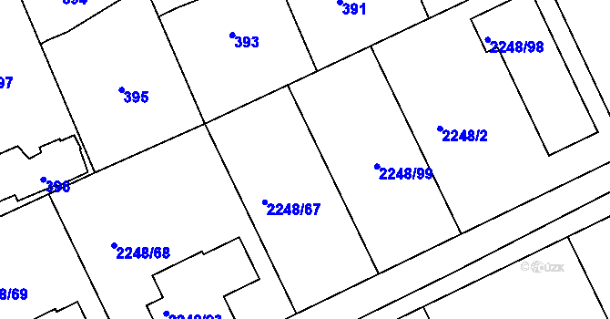 Parcela st. 2248/67 v KÚ Lipence, Katastrální mapa