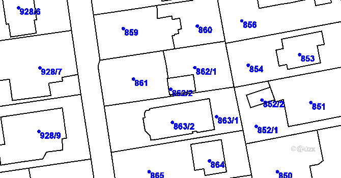 Parcela st. 862/2 v KÚ Lipence, Katastrální mapa