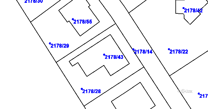 Parcela st. 2178/43 v KÚ Lipence, Katastrální mapa