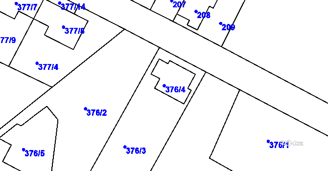 Parcela st. 376/4 v KÚ Lipence, Katastrální mapa